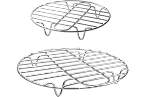 PARFCO 2 Pièces Grille de Cuisson Rondes en INOX, Ø 27,5 cm Et 20 cm, Grille de Refroidissement Multi-Fonction, Support pour Cuisson, Vapeur et RôTissage avec Pieds