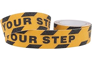 HYUDUO Watch Your Step - Nastro antiscivolo per scale e scale, adesivo di sicurezza in PVC, colore giallo, 48 mm di larghezza x 5 m di lunghezza