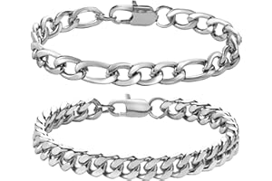 GAMTIC Armband Herren Jungs Edelstahl 2 Stücke- Herrenarmbänder Silber/Schwarz/Vergoldet Herren Armband Panzerkette 19/21/23 cm Geschenk für Ihn DAD Freund Ehemann Bruder