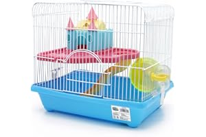 BPS BUENA PET SHOP BPS® BPS-1341 - Gabbia per criceti, con scaletta, abbeveratoio, ruota e casetta; speciale, alta qualità, multicolore; colore aleatorio, misura XL 35 x 26 x 31 cm