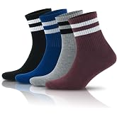 GoWith 3-Piece-4 Cotton Colorful Striped Wick College Sports Men's Socks, Tennis Socks 3501