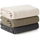 Peepeemax Muslin Baby Blanket 100 x 100 cm, 3 Pieces Large Cotton Muslin Swaddle Blankets, Soft &amp; Breathable Baby Swaddle Bla