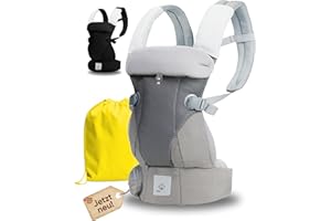 KIDDY KINGDOM Ergonomische Babytrage Neugeborene ab Geburt - 3 in 1 Multifunktionale Kindertrage von 0-36 Monaten - Baby Trage mit 3D SOFT MESH - Baumwolle - Baby Tragegurt - Baby Tragetasche - grau