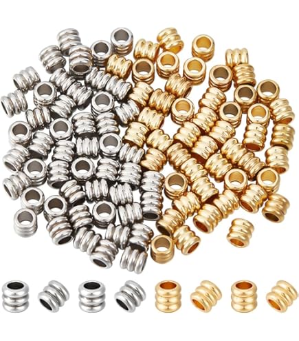 WANM Distanziatori Perline Perle Rotondo 8Mm 10Mm Placcato Oro Colore Twill Cavo Opaco Metallo Ottone Distanziatore Sciolto Perline Foro Grande Per - Foto 4