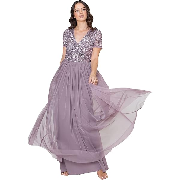 Wedding Dress Maya Petite Fishtail Maxi Dress Maya Bridesmaid Tall Womens  Short Sleeve Maxi Tulle Sequin