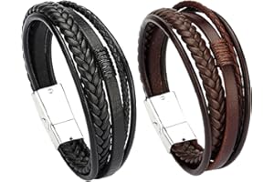 DKDDSSS Bracelet Homme, Bracelet Cuir Homme, Bracelet en Cuir pour Homme en Noir et en Marron, Accessoires de Bijoux Pour Hommes, pour hommes/Papa