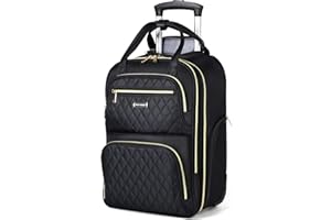 Ponhog Backpack with Wheels for Women - 15.6 Inch Business Laptop Trolley & Travel Backpack as Hand Luggage Laptop Bag for Work College and Travel, black, rolling backpack