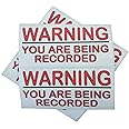 4 x C37 Warning You are Being Recorded Stickers Red and Black Signs 100x50mm CCTV Video Recording Camera Security Self Adhesive Vinyl Labels