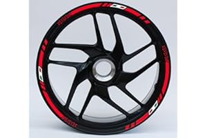 DualColorStampe Juego completo de pegatinas de llantas de moto para 2 ruedas de 17" pulgadas Strips diseño deportivo COD.D0062 (rojo fluorescente)