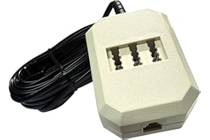 G-TELWARE® (Slim Version Analog-Adapter/Splitter TAE F-Western-Stecker auf TAE Buchse NFF N-NFF und RJ11, 6 Meter (F-NFF, 6M)