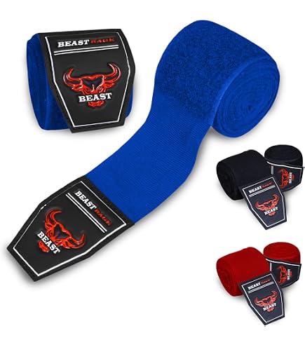 BADBOXE Boxing Hand Wraps – 4.5 Meter (180 Inch) Cotton-Polyester Blend With Thumb Loop & Hook Closure | Black, Red, Blue - View #6