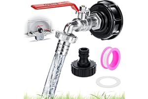 LEDEBOUK Robinet Cuve 1000L, 3/4" Raccord Cuve 1000 Litres, Robinet Cuve IBC en Alliage d'aluminium, S60X6 Adaptateur Cuve Robinet, Robinet de Jardin avec Adaptateur, pour Jardin,Baril de Pluie
