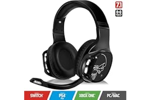SPIRIT OF GAMER – XPERT-H1100 – Casque Audio Sans Fil 7.1 Surround Noir Pro Gamer – LED Blanches - Simili Cuir - Microphone Flexible – 12H Autonomie - PC / PS4 / XBOX ONE/SWITCH/MAC