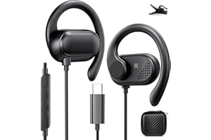 ACANDYA USB C Headphones with Microphone Wired Type C Over Ear Earbuds for iPhone 17 Pro 16 15 Plus Samsung Galaxy S24 Ultra S23+ S22 S21 A35 Open Ear Headset Volume Control Rotatable Earhook Sport Earphone