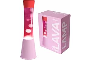 fisura. - Lampe à lave rose et rouge. Base rose avec couvercle rouge, liquide rose et lave blanche. Lampe d'ambiance originale. Avec ampoule de rechange. 11 cm x 11cm x 39,5 cm.