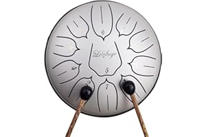 LeSage Steel Tongue Drum 6 Inch 11 Note Ethereal Drum Buddha Stone Drum Yoga Meditation Instrument Metal Drum for Sound Healing Handpan Percussion with Carry Bag Silver