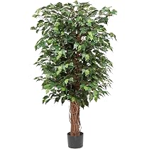 Künstlicher Ficus Benjamini – 120 Cm Kunstbaum Mit Topf, Abnehmbarer Holzstamm, Für Innen & Außen