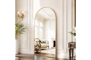 Arched Floor Mirror, 165x60cm Full Length Mirror with Stand, Aluminium Alloy Frame, Tempered Glass, For Bedroom, Living Room