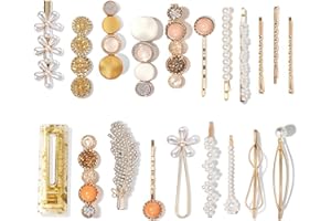 Mehayi, 20 fermagli per capelli in resina acrilica e perle, forcine per capelli in coccodrillo marmo, forcine con cristalli glitterati, accessori per capelli dorati, regalo per donne e ragazze
