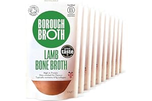 Organic Lamb Bone Broth by Borough Broth - High Protein & Collagen, Low Calorie, Low Carb, Gluten-Free & Keto - Chilled Bone Broth - Lamb Broth for Soups, Stews & Sauces - Grass-Fed - 10 x 324g