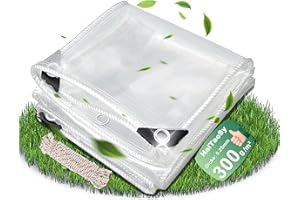 ‎HAITAOSY Plane Wasserdicht Transparent mit ösen, 300g/m² PVC Material Abdeckplane Wasserdicht, Durchsichtige Plane Für DraußEn, Premium Abdeckplane mit Seil, für Gartenmöbel Pflanzen Pavillon Balkon 1x2m