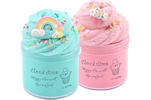 BASYWIIM Fluffy Slime Set mit 2 er-Pack Cloud Schleim, Fragrance Relief Charm Clay Children Putty Toy, Weich und sauber, Fluffy schleim Set Geschenk zum Stressabbau für Jungen und Mädchen