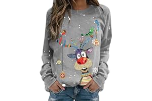ZJKESDIOAW Christmas Jumpers for Women Ladies Santa Claus Xmas Printed Sweatshirt Cute Funny Hilarious Ugly Sweater