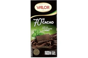 CHOCOLATES VALOR 1881 Valor Dark Chocolate Bar - 70% Dark Chocolate with Mint, Deliciously Smooth Dark Chocolate Bars made with Fine Cacao, Gluten Free, Crafted by Master Chocolatiers, 100g Bar