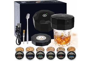 Fizzyo Kit Ahumador Whisky Eléctrico con 6 Virutas de Madera y Luz LED, Kit Ahumador Recargable para Cócteles, Regalo Ideal para Amantes de los Cócteles, Hombres, Padres, Maridos, Cumpleaños, Navidad