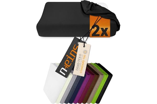 npluseins 2-pack nackkudde spännskydd, 30–35 x 45–50 cm, svart | Öko-Tex Standard 100, allround gummi, behaglig, formstabil, hudvänlig, tvättbar upp till 60 °C