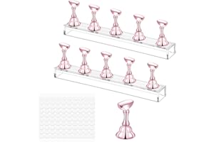 JIYIN 2 Stück Nagel Display Ständer, Acryl Nagelständer Nagelübungsständer Übungshand für Nageldesign Nail Tools Nägel Selber Machen(Roségold)