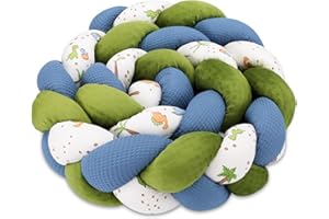 Totsy Baby Cuscino decorazione per bambini 200 cm - soffice cuscino decorativo camera dei bambini cuscino per bambini intrecciato cotone Minky Dinosaurier Grün
