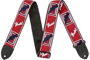 Fender Cinghia Monogrammata, Lunghezza Completamente Regolabile (90 cm, 145cm), Rosso/Nero/Blu
