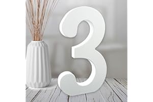 Aruatu 6 Inch White Wood Numbers Unfinished Wood Numbers for Wall Decor Decorative Standing Numbers Slices Sign Board Decoration for Craft Home Party Projects (3)
