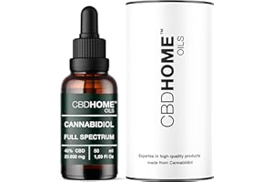 CBD HOME Oil - Aceite CBD 40% Full Spectrum - 50 ml - FORTE - 20000 mg - Bases ecológicas de Aceite de Coco y Cáñamo - Enriquecido con 40% CBD Espectro completo y Omega 3-6-9 - Fabricado UE…