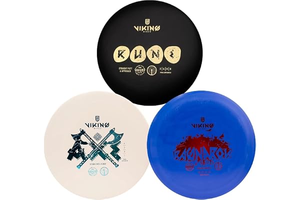 Viking Discs Starter Disc Golf Set - 3 disques de Frisbee pour Toutes Les Distances, approuvés par la PDGA - Sports d'extérieur pour Adultes et Enfants. - Putter, Mid-Range, Driver
