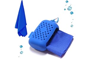 EasyULT Cooling Towel, 100x30 cm Ice Towel for Neck, Soft Breathable Chilly Towel, Quick Dry Fitness Towel for Instant Relief, Stay Cool for Yoga, Golf, Gym, Camping, with Silicone Case-Blue