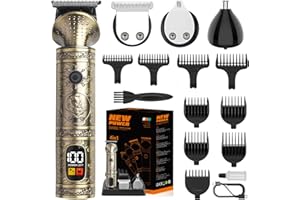 NuvaConx Haarschneidemaschine Profi Bartschneider Herren Männer Haarschneider Elektrisch Barttrimmer Kabellos Langhaarschneider Haarschneideset für Haar/Bart - mit Intelligente LED - Anzeige 4in 1