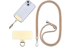 Jaslongri Mobile phone chain universal, mobile phone lanyard, hanging around the neck or diagonally tensioning, with a metal patch and adjustable and detachable rope.