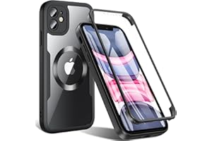 Hensinple für iPhone 11 Hülle mit MagSafe, Magnetisch Handyhülle iPhone 11 mit Displayschutzfolie 360 Rundumschutz Stoßfest Militärstandard Outdoor Case Schutzhülle für iPhone 11 Cover-Schwarz