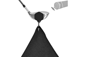 iGuerburn Serviette de Golf magnétique, Serviettes de Golf en Microfibres avec Aimant Puissant Qui se Colle aux Clubs de Golf ou au Chariot, Plus Besoin de se pencher pour ramasser Serviette(Noir)