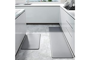 RCYF Cushioned Anti-Fatigue Mat, Non-Skid Waterproof Wipeable Thickened Comfort Standing Foam Mat - For Kitchen, Floor, Home, Office, Sink - Size:45cm 180cm, Color:grey