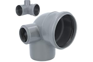 GENERISCH HT Rohr Abzweig Bogen LINKS 90° DN 110 mm x 50 mm Grau | Abwasser Winkel Kunststoff Abflussrohr Kunststoffbogen PVC PP Doppelabzweig Verbindung Anschlussstück