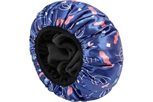 E ENASUE Wiederverwendbare 3-lagige Duschhaube,Extra-große wasserdichte Duschhaube, geeignet für alle Arten von langem Haar,Verstellbare Damen-Duschhaube, ideal für Mädchen, die sich schminken (Blau)