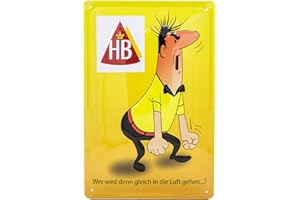 MEHR RELIEF-SCHILDER HIER... Retro Zigaretten Werbung mit HB Männchen Motiv - hochwertig geprägtes Blechschild, 30 x 20 cm Wanddekoration