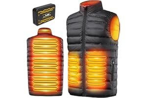 LABEWVI Gilet chauffant, veste chauffante homme femme, doudoune 7.4V avec 25000mAh batterie incluse, Électrique manteau avec 3 Niveau de chauffant, 6 zones chauffante, veste de pluie, Hiver extérieur Vêtement