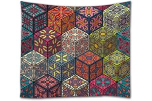 A.Monamour Tapices de Pared Colorido Vintage Tribal Étnico Boho Mandala Patrón Geométrico Floral Arte 3D Tela Tapicería De Pared Decoración De Pared Tapices para Dormitorio Sala De Estar 180x230cm