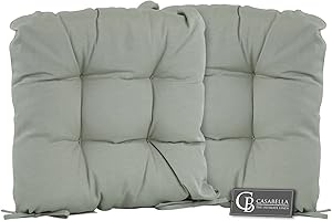 CB CASABELLA Pack of 4 Luxury Chunky Thick Chair Cushions Seat Pads for Kitchen Garden Dining Room Chair Cushion Seat Cushion with Tie on 4 Stitch Grey Seat-cushions Chairpads (Pack of 4, Sage Green)