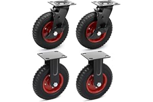 Humagineer Ruote per Carrello Carichi Pesanti 1000 kg, 200mm Ruote Girevoli per Scaffali e Stoccaggio Industriale e Macchinari Pesanti (2 Girevoli con Freno e 2 Fisse)