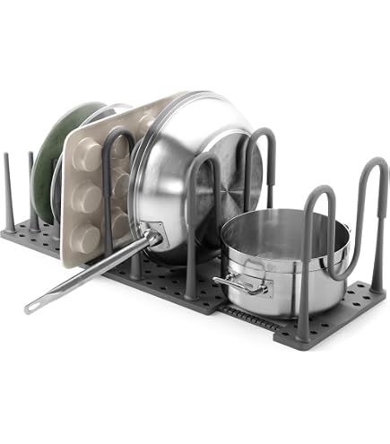 Organizer Per Pentole E Coperchi In Bambù | Divisorio Per Armadio Cucina 35,6x17,8x12,7 Cm | 6 Scomparti Per Piatti E Taglieri | Design Minimalista
